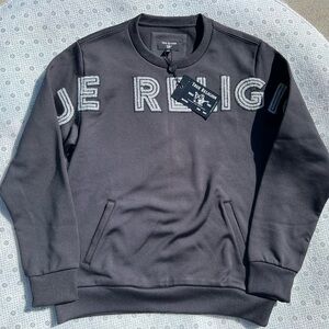 True Religion Black Logo Crewneck Sweatshirt (NWT, Size L)